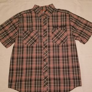 Harley Davidson plaid button down riding shirt.